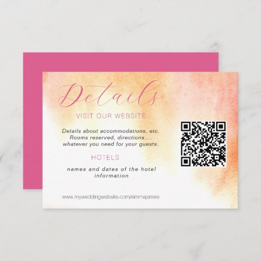 Carte de réponse pour hébergement avec détails de  (Devant / Derrière)