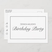Carte de réponse pour invitation à une fête d'anni (Devant / Derrière)
