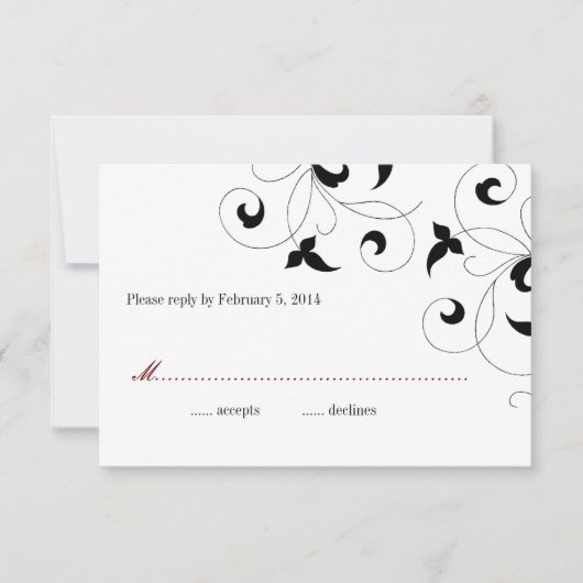 Carte de réponse pour invitation de mariage Dainty (Devant)
