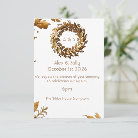 Carte de réponse pour invitation de mariage élégan (Debout devant)