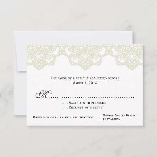 carte de réponse pour invitation de mariage en den (Devant)