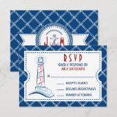 Carte de réponse pour invitation de mariage nautiq (Devant / Derrière)