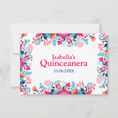 Carte de réponse pour la fête de Quinceañera flora (Devant)