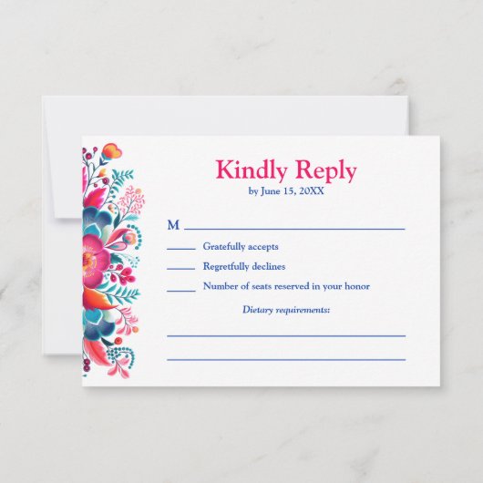Carte de réponse pour la fête de Quinceañera flora (Dos)