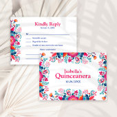 Carte de réponse pour la fête de Quinceañera flora