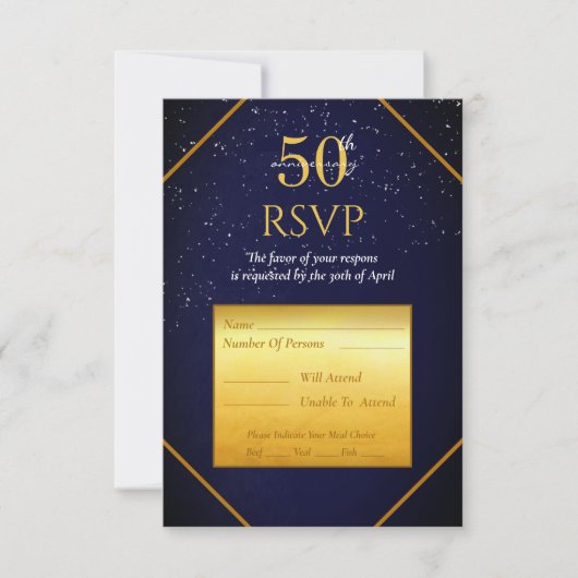 Carte de réponse pour la fête du 50e anniversaire (Devant)