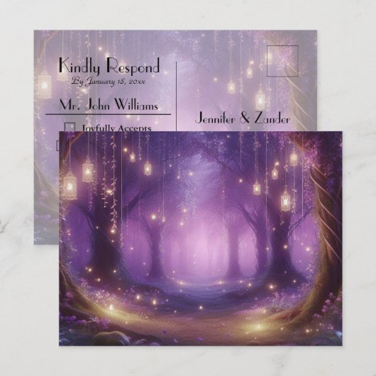 Carte de réponse pour la Forêt Enchantée de Violet (Devant / Derrière)
