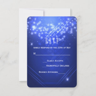 Carte de réponse pour la soirée Blue Sparkle Glamo