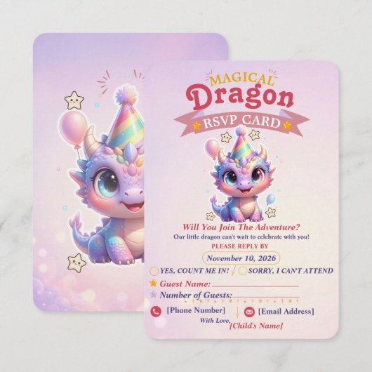 Carte de réponse pour l'aventure d'anniversaire du (Devant / Derrière)