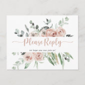 Carte de réponse pour le choix de menu floral rose (Devant)