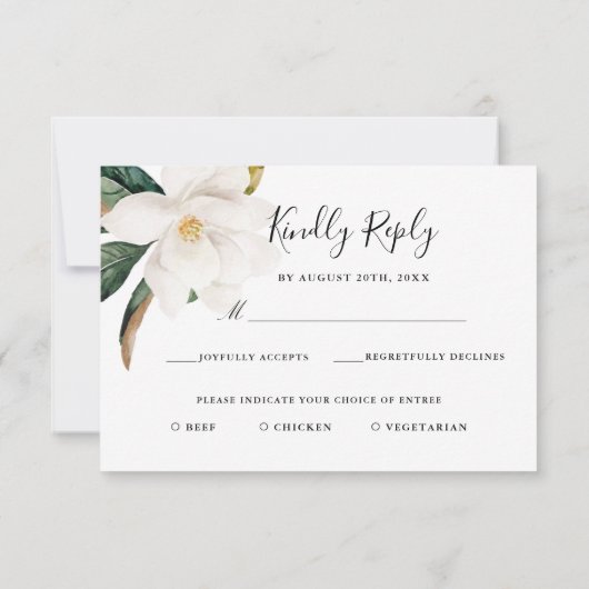 carte de réponse pour le choix de repas floral (Dos)