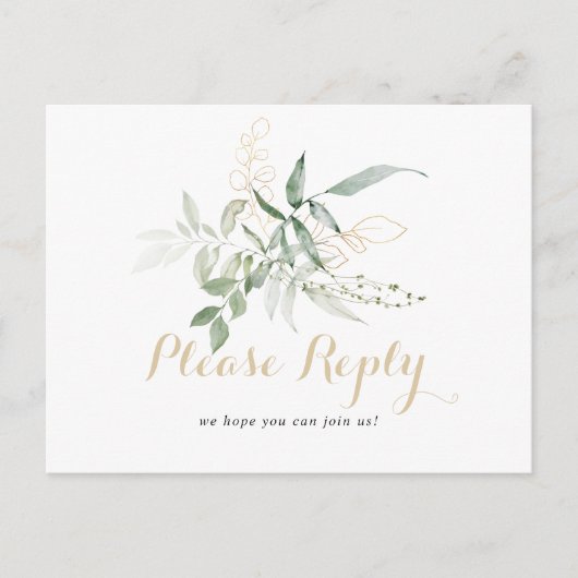 Carte de réponse pour le choix du menu avec feuill (Devant)