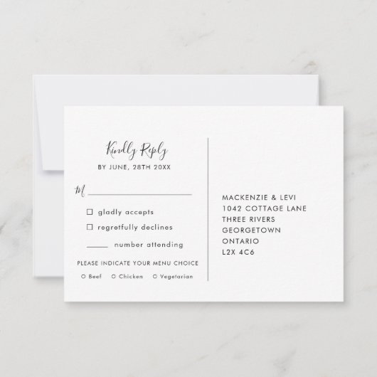 Carte de réponse pour le choix du menu du citron d (Dos)