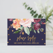 Carte de réponse pour le choix du menu floral d'au (Debout devant)