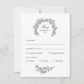 Carte de réponse pour le choix du menu noir et bla (Devant)