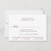 Carte de réponse pour le choix du menu Rose Gold (Dos)