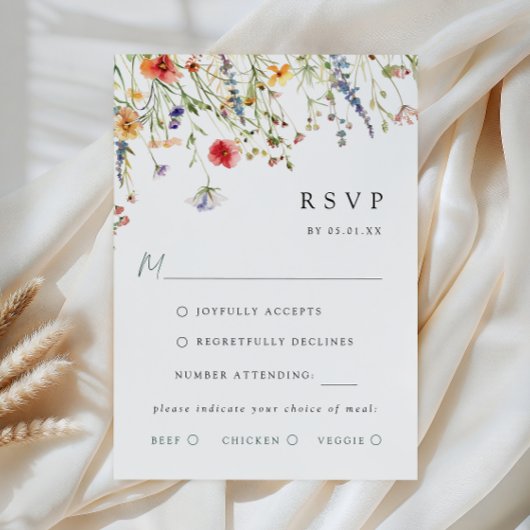 Carte de réponse pour le choix du repas de mariage