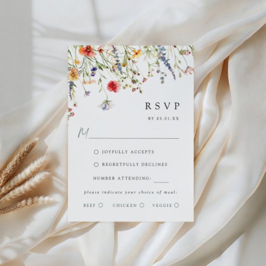 Carte de réponse pour le choix du repas de mariage