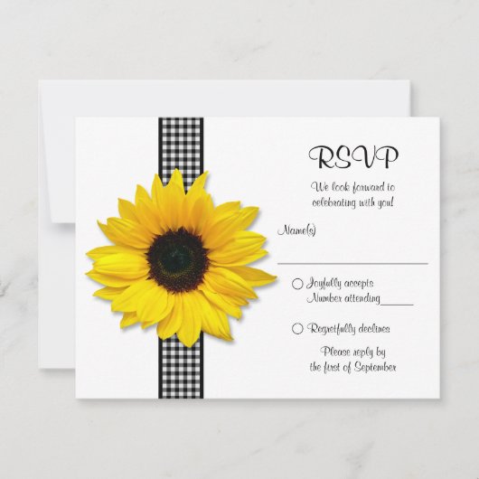 Carte de réponse pour le mariage Tournesol (Devant)