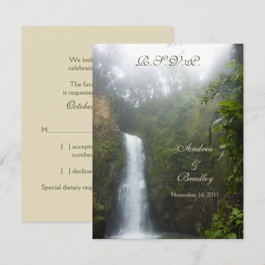 Carte de réponse pour le mariage Waterfall (Devant / Derrière)