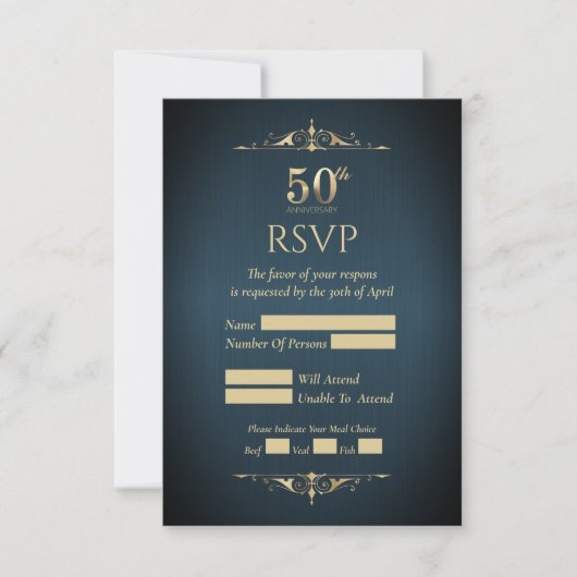 Carte de réponse pour les 50 ans de mariage (Devant)