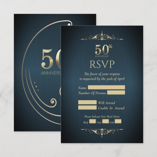 Carte de réponse pour les 50 ans de mariage (Devant / Derrière)