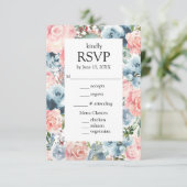 Carte de réponse pour les choix de menu Roses rose (Debout devant)