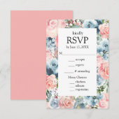Carte de réponse pour les choix de menu Roses rose (Devant / Derrière)