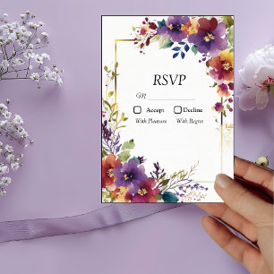 Carte de réponse pour les fleurs à l'aquarelle élé