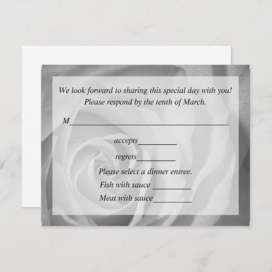 Carte de réponse pour Mariage (Devant / Derrière)