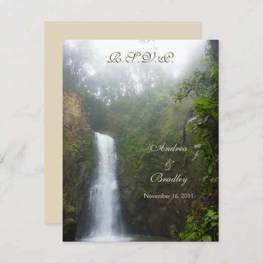 Carte de réponse pour mariage à la cascade (Devant / Derrière)