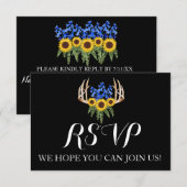 Carte de réponse pour mariage avec fleurs rustique (Devant / Derrière)