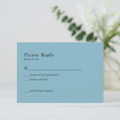 Carte de réponse pour mariage Céleste Bleu Or Noir (Debout devant)