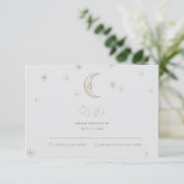 Carte de réponse pour mariage céleste étoile et lu (Debout devant)