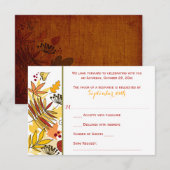 Carte de réponse pour mariage d'automne | Feuilles (Devant / Derrière)