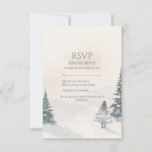 Carte de réponse pour mariage d'hiver à la montagn
