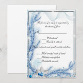 Carte de réponse pour mariage d'hiver au pin bleu  (Devant / Derrière)