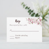 Carte de réponse pour mariage Fleur de cerisier ja (Debout devant)