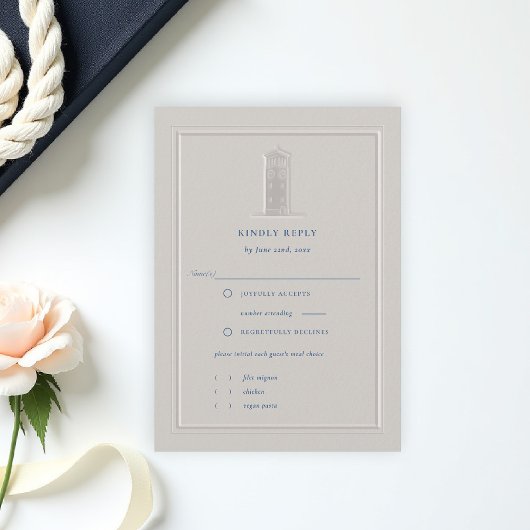 Carte de réponse pour mariage formel avec tour à c