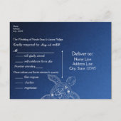 Carte de réponse pour mariage plage blanche bleue  (Dos)