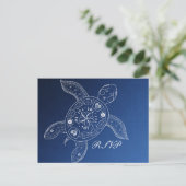 Carte de réponse pour mariage plage blanche bleue  (Debout devant)