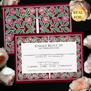 Carte de réponse pour mariage royal avec épée flor