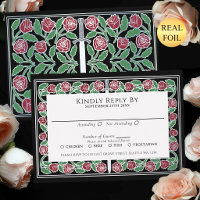 Carte de réponse pour mariage royal avec épée flor