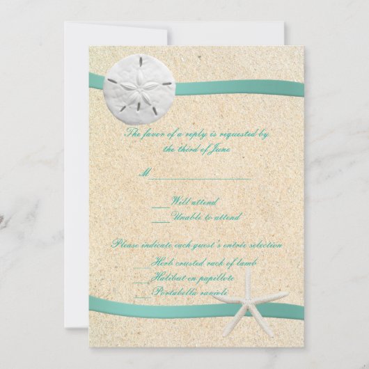 Carte de réponse pour mariage sur la plage aux dol (Devant)