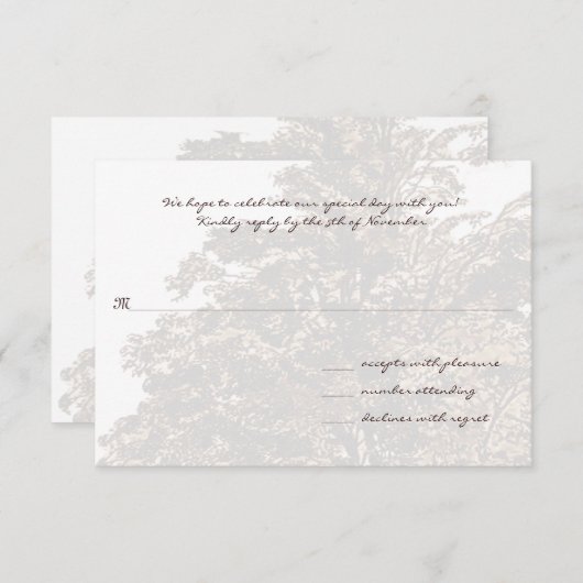 Carte de réponse pour monogramme de mariage Brown  (Devant / Derrière)