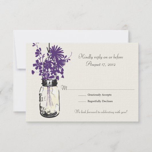 Carte de réponse pour pot Mason et fleurs sauvages (Devant)