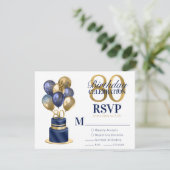 Carte de réponse pour un gâteau à ballons bleu mar (Debout devant)