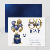 Carte de réponse pour un gâteau à ballons bleu mar (Devant / Derrière)
