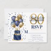 Carte de réponse pour un gâteau à ballons bleu mar (Devant)
