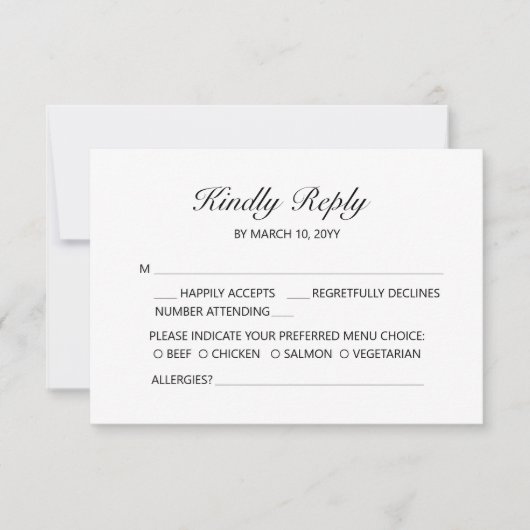 Carte de réponse pour un mariage décontracté et mi (Devant)